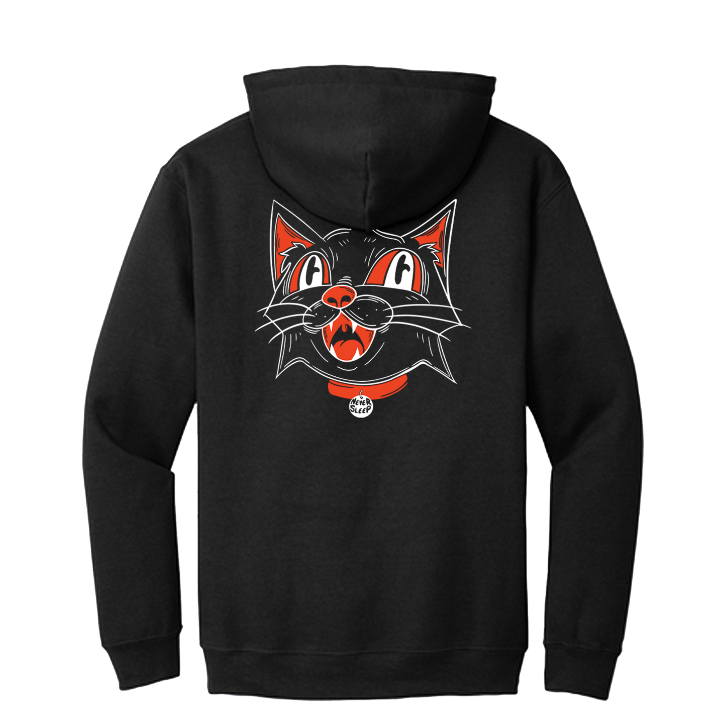 "Halloween Cat" Black Zip Up Hoodie