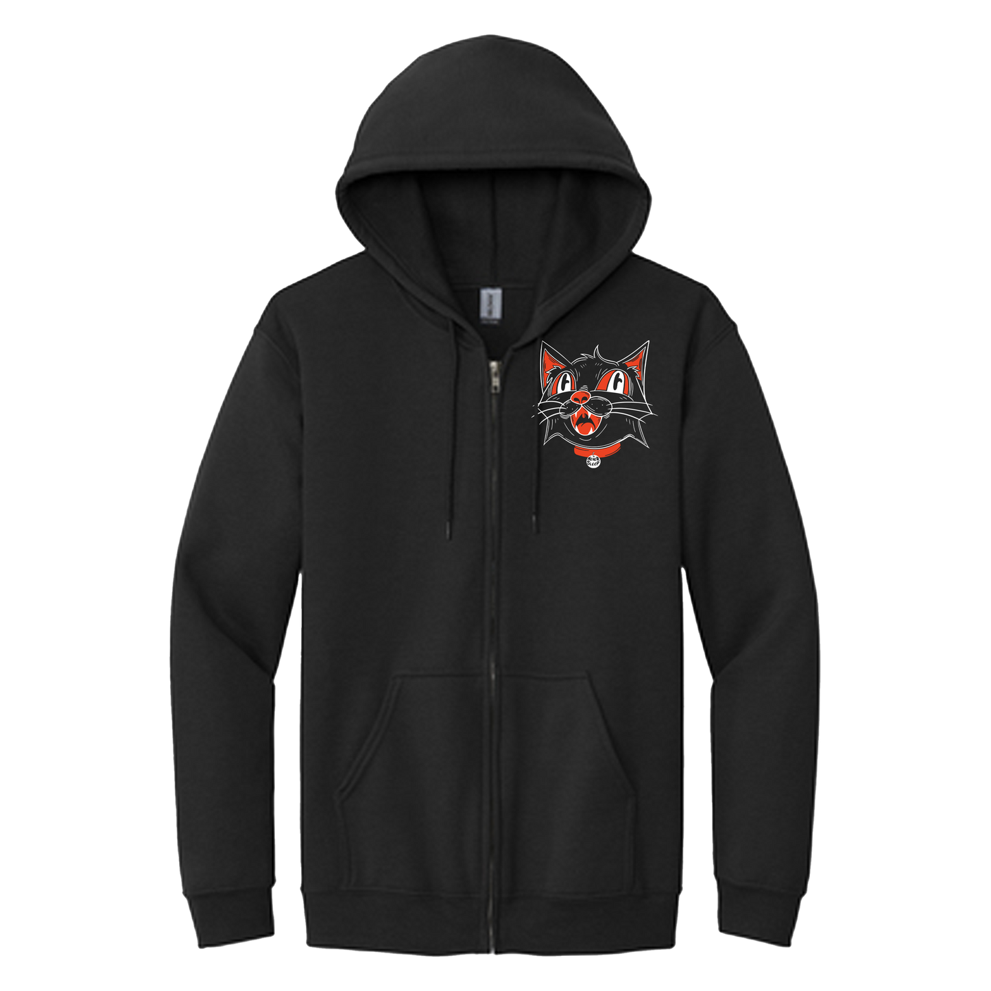 "Halloween Cat" Black Zip Up Hoodie