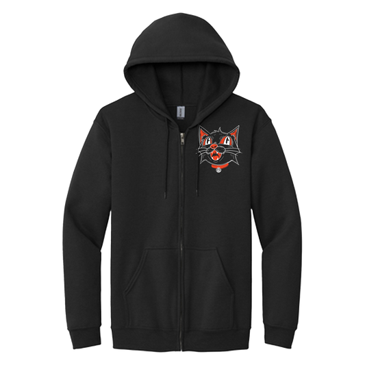 "Halloween Cat" Black Zip Up Hoodie